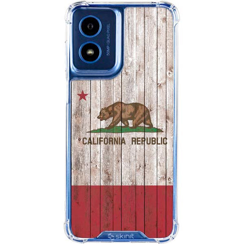 California Flag Dark Wood Moto G 5G (2024) Clear Case